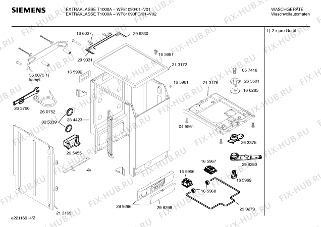 Взрыв-схема стиральной машины Siemens WP81090 EXTRAKLASSE T1000A - Схема узла 02