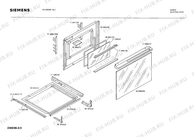 Взрыв-схема плиты (духовки) Siemens HE530246 - Схема узла 03