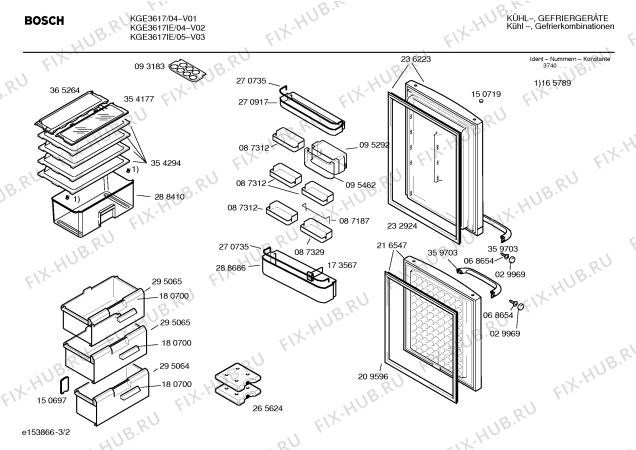 Схема №1 KGE3617 с изображением Дверь для холодильника Bosch 00236223