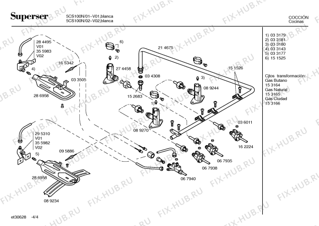 Взрыв-схема плиты (духовки) Superser 5CS100N - Схема узла 04