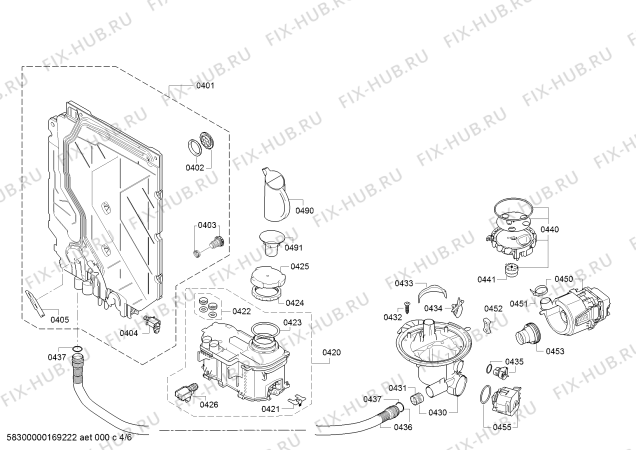 Взрыв-схема посудомоечной машины Bosch SMI58L15EU SilencePlus - Схема узла 04