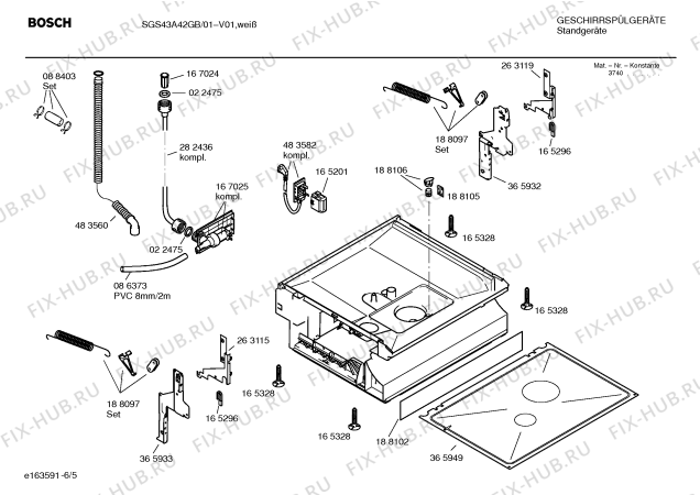 Взрыв-схема посудомоечной машины Bosch SGS43A42GB electronic management - Схема узла 05