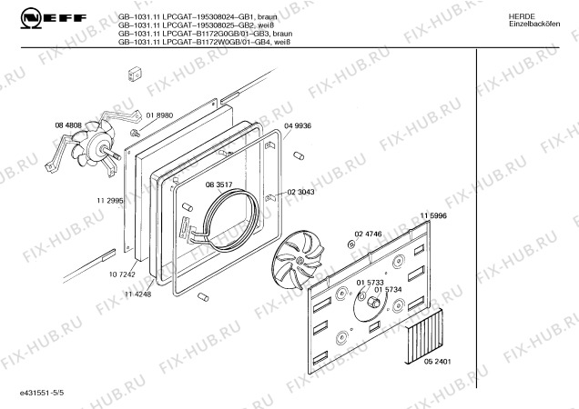 Взрыв-схема плиты (духовки) Neff 195308024 GB-1031.11LPCGAT - Схема узла 05
