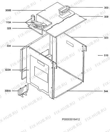 Взрыв-схема плиты (духовки) Aeg Electrolux E3101-6-M - Схема узла Housing 001
