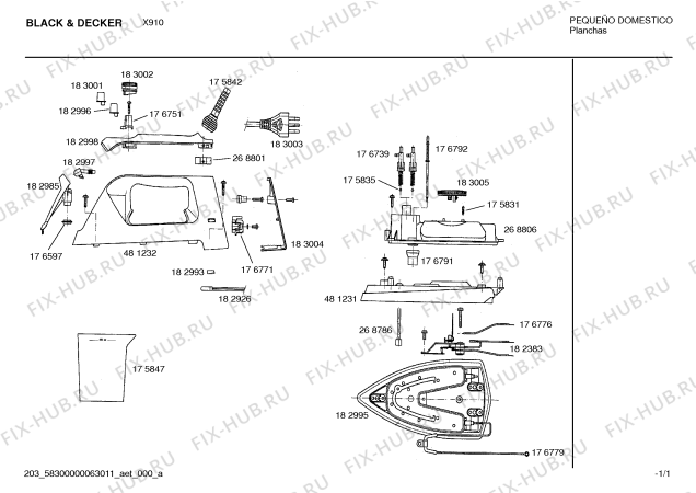 Схема №1 X910 с изображением Ручка для электроутюга Bosch 00183005
