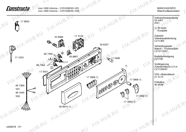 Схема №3 CV51030 Constructa VIVA 1000 S с изображением Панель управления для стиралки Bosch 00356520