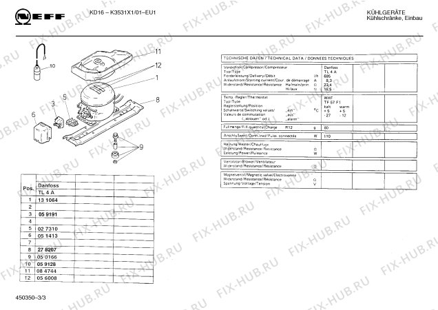 Взрыв-схема холодильника Neff K3531X1 KD16 - Схема узла 03