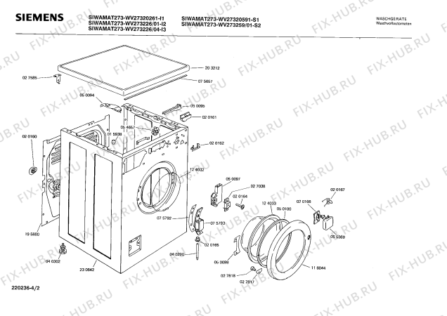 Взрыв-схема стиральной машины Siemens WV27320591 SIWAMAT 273 - Схема узла 02