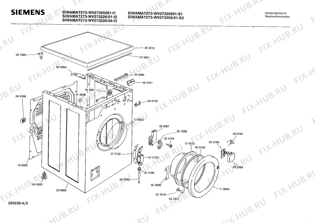 Взрыв-схема стиральной машины Siemens WV273259 SIWAMAT 273 - Схема узла 02