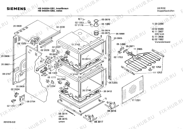Взрыв-схема плиты (духовки) Siemens HB940254 - Схема узла 02