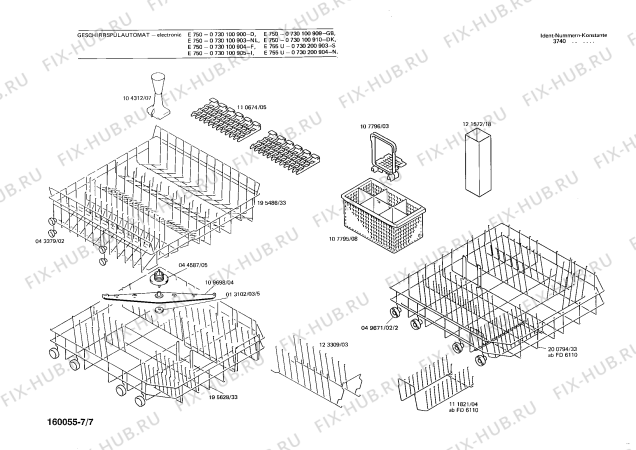 Схема №3 0730200904 E755U с изображением Панель для посудомойки Bosch 00111850
