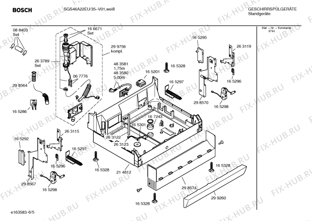Взрыв-схема посудомоечной машины Bosch SGS46A22EU - Схема узла 05