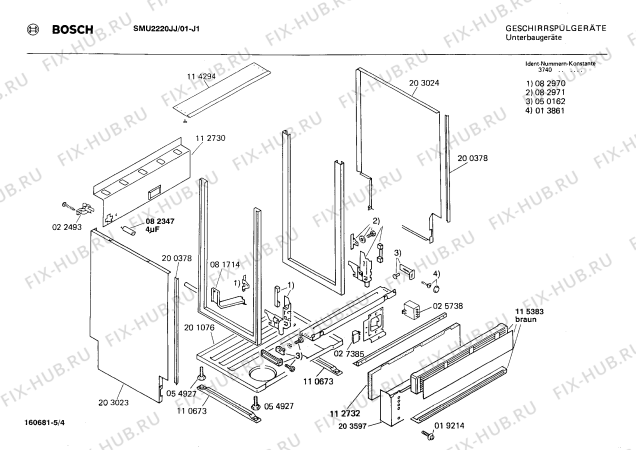 Взрыв-схема посудомоечной машины Bosch SMU2220JJ - Схема узла 04