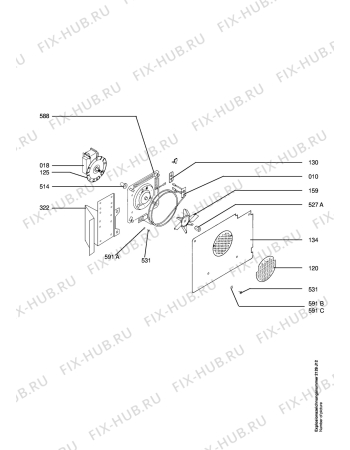 Взрыв-схема плиты (духовки) Aeg B81005-M2 - Схема узла Hot air equipment