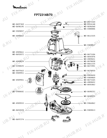 Взрыв-схема кухонного комбайна Moulinex FP723148/70 - Схема узла 9P003309.3P3
