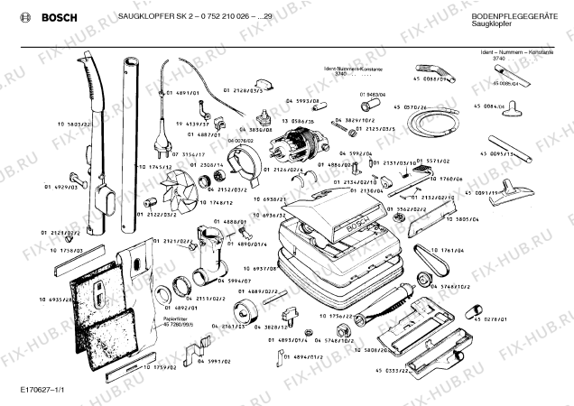 Схема №1 0752210026 SK2 с изображением Дюза для мини-пылесоса Bosch 00450091