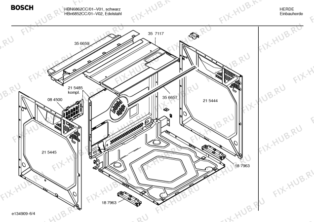 Схема №1 HBN6852CC с изображением Инструкция по эксплуатации для духового шкафа Bosch 00585544