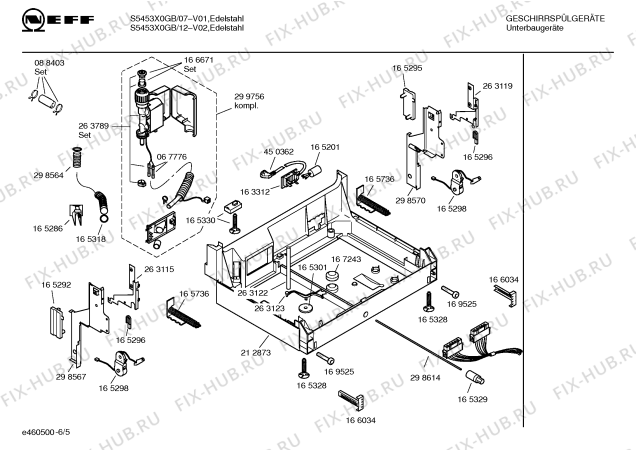 Взрыв-схема посудомоечной машины Neff S5453X0GB - Схема узла 05