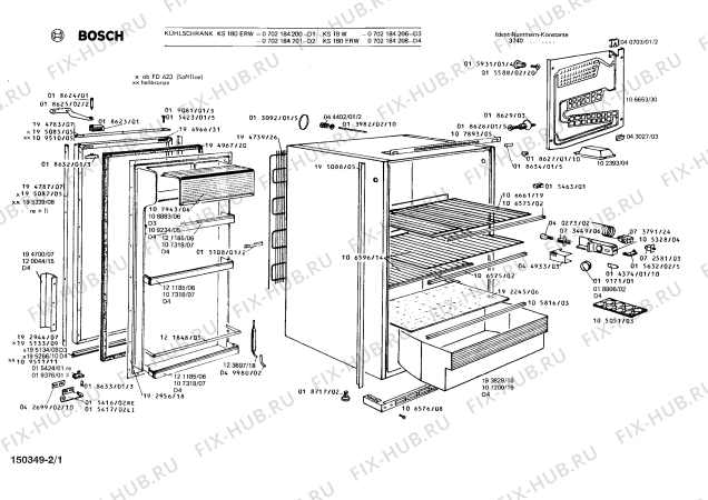 Схема №1 0702184208 KS180ERW с изображением Крышка для холодильника Bosch 00109234