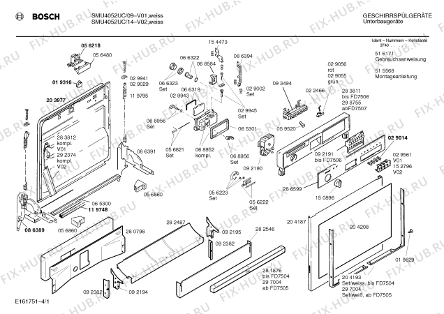 Схема №2 SMU4052UC с изображением Панель для посудомойки Bosch 00286599