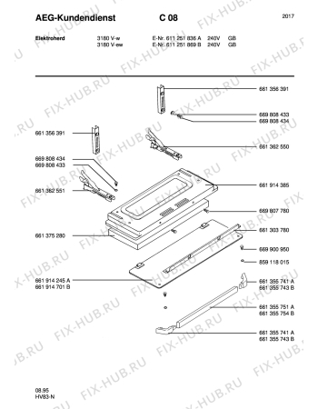 Взрыв-схема плиты (духовки) Aeg 3180V-W GB - Схема узла Section4