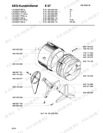 Взрыв-схема стиральной машины Aeg LAV9039 W D - Схема узла Tub and drum