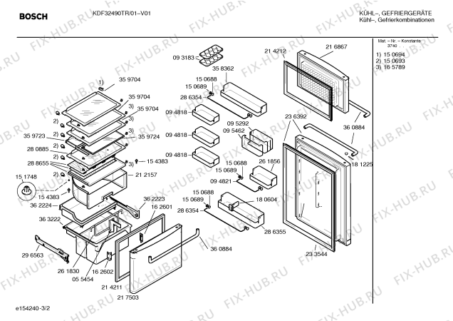 Взрыв-схема холодильника Bosch KDF32490TR - Схема узла 02