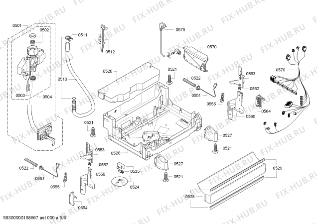 Взрыв-схема посудомоечной машины Bosch SMS69T12AU Made in Germany ActiveWater - Схема узла 05