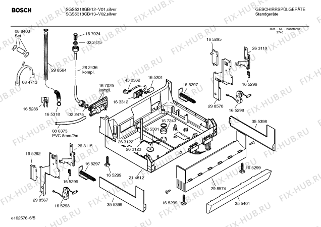Взрыв-схема посудомоечной машины Bosch SGS5318GB - Схема узла 05