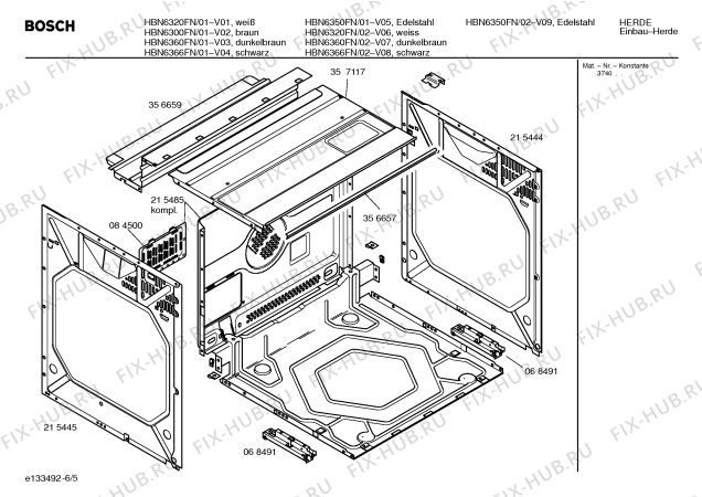 Взрыв-схема плиты (духовки) Bosch HBN6320FN - Схема узла 05