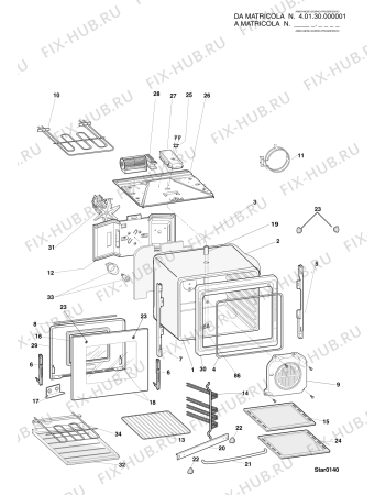 Взрыв-схема плиты (духовки) Ariston CP649MTXDK (F030311) - Схема узла