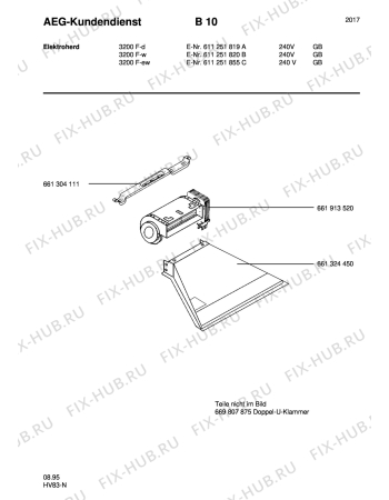 Взрыв-схема плиты (духовки) Aeg 3200F-W GB - Схема узла Section2