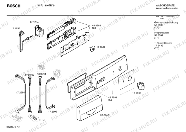 Схема №2 WFL1610TR Eurowasher 1610 с изображением Ярлык Bosch 00173432