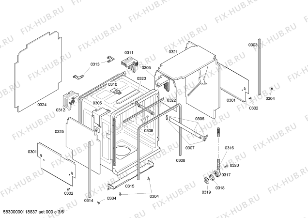 Взрыв-схема посудомоечной машины Bosch SHX46A01UC - Схема узла 03