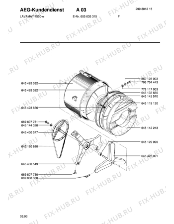 Взрыв-схема стиральной машины Aeg LAV7550 SENS. - Схема узла Tub and drum