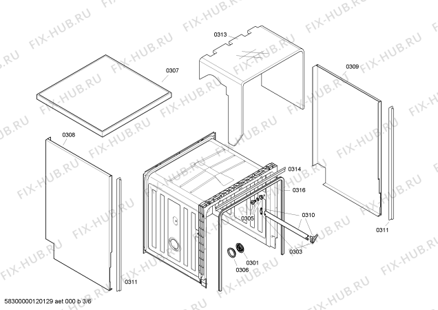 Взрыв-схема посудомоечной машины Siemens SE22E230EU - Схема узла 03