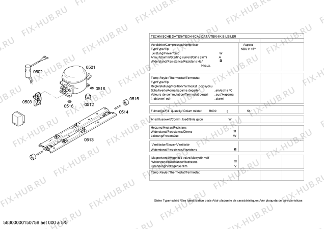 Взрыв-схема холодильника Profilo BD4655ANFS - Схема узла 05