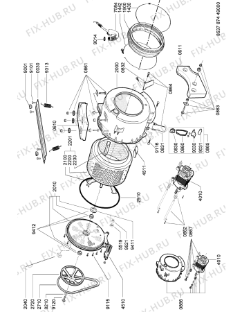 Схема №1 AWG 874 PL с изображением Обшивка для стиралки Whirlpool 481246469051