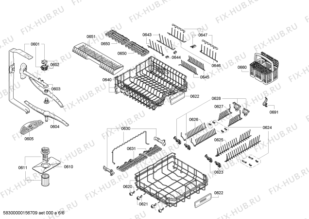 Взрыв-схема посудомоечной машины Siemens SN28N263DE Extraklasse made in germany - Схема узла 06