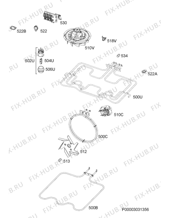 Взрыв-схема плиты (духовки) Aeg Electrolux BC3003001M - Схема узла Electrical equipment