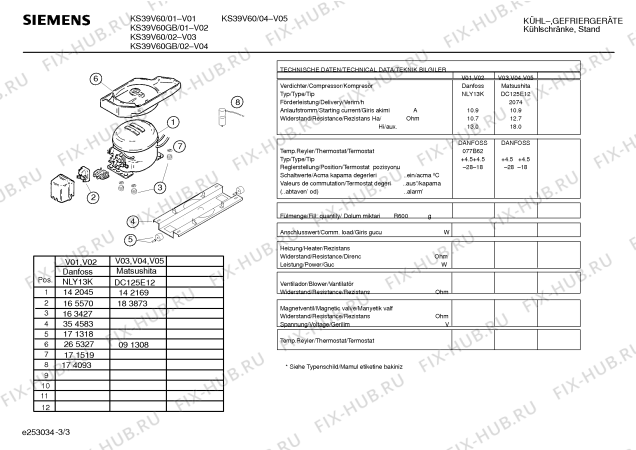 Взрыв-схема холодильника Siemens KS39V60GB - Схема узла 03