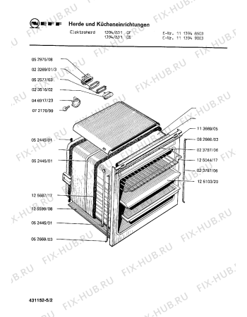 Взрыв-схема плиты (духовки) Neff 1113948503 1394/831OF - Схема узла 02