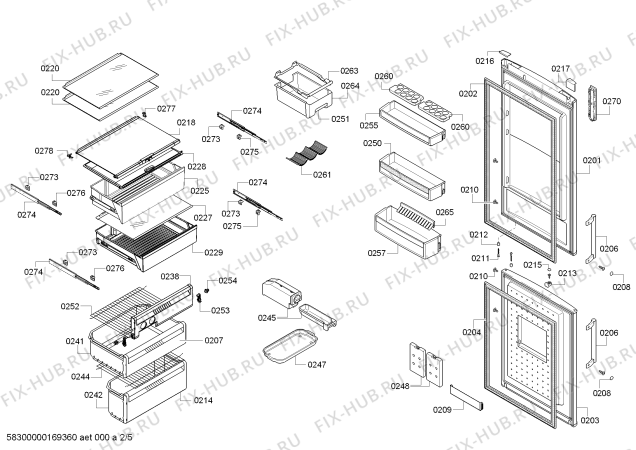 Схема №2 BD3056W2IN с изображением Выдвижной ящик для холодильной камеры Bosch 00689321