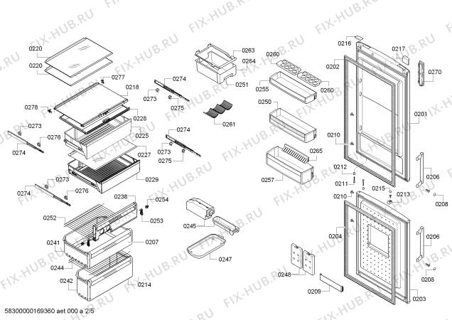 Схема №2 BD3056W2IN с изображением Выдвижной ящик для холодильной камеры Bosch 00689322