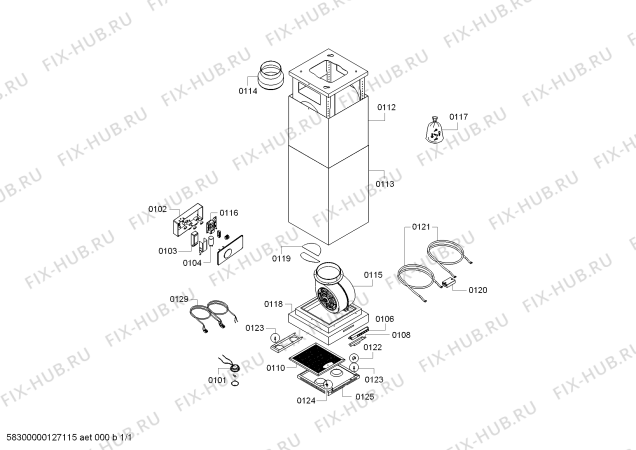 Схема №1 I93K56N0GB с изображением Вытяжной канал для вытяжки Bosch 00667372