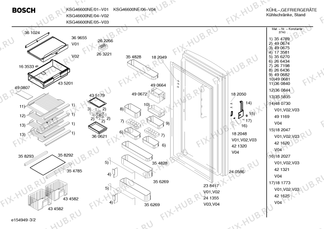 Схема №1 KSG42600NE с изображением Инструкция по эксплуатации для холодильника Bosch 00586814