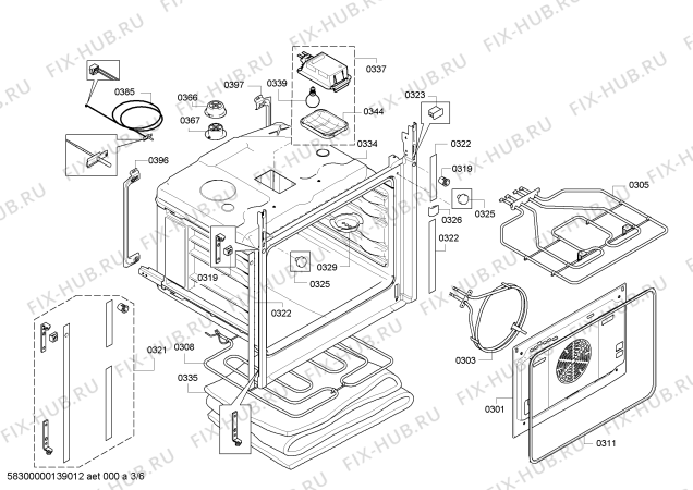 Взрыв-схема плиты (духовки) Bosch HBL73A450E - Схема узла 03