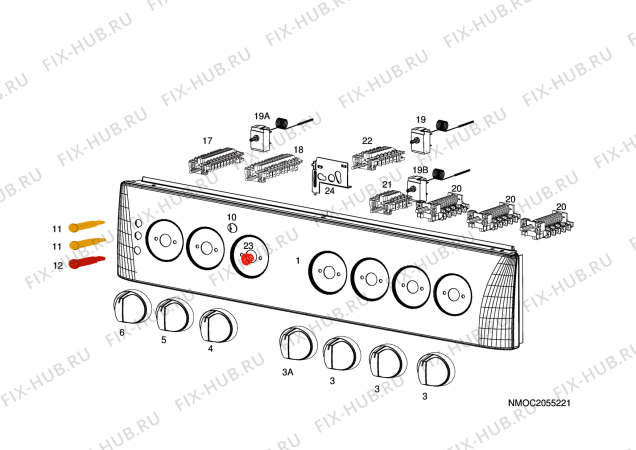 Взрыв-схема комплектующей Husqvarna Electrolux QSP7130W - Схема узла H10 Control Panel