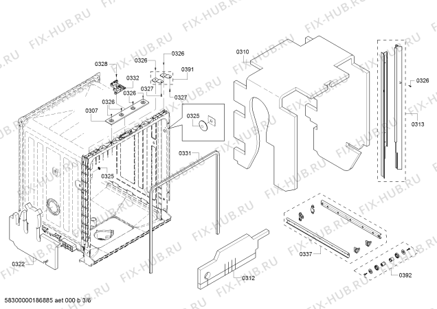 Взрыв-схема посудомоечной машины Bosch SHX5AV55UC SilencePlus 46dBA - Схема узла 03