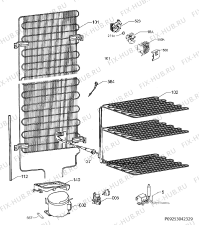 Взрыв-схема холодильника Electrolux ERA36633W - Схема узла Cooling system 017